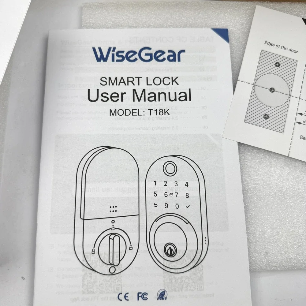 WiseGear T18K Keypad Smart Lock Keyless Deadbolt Knob Set Black Front Door Entry